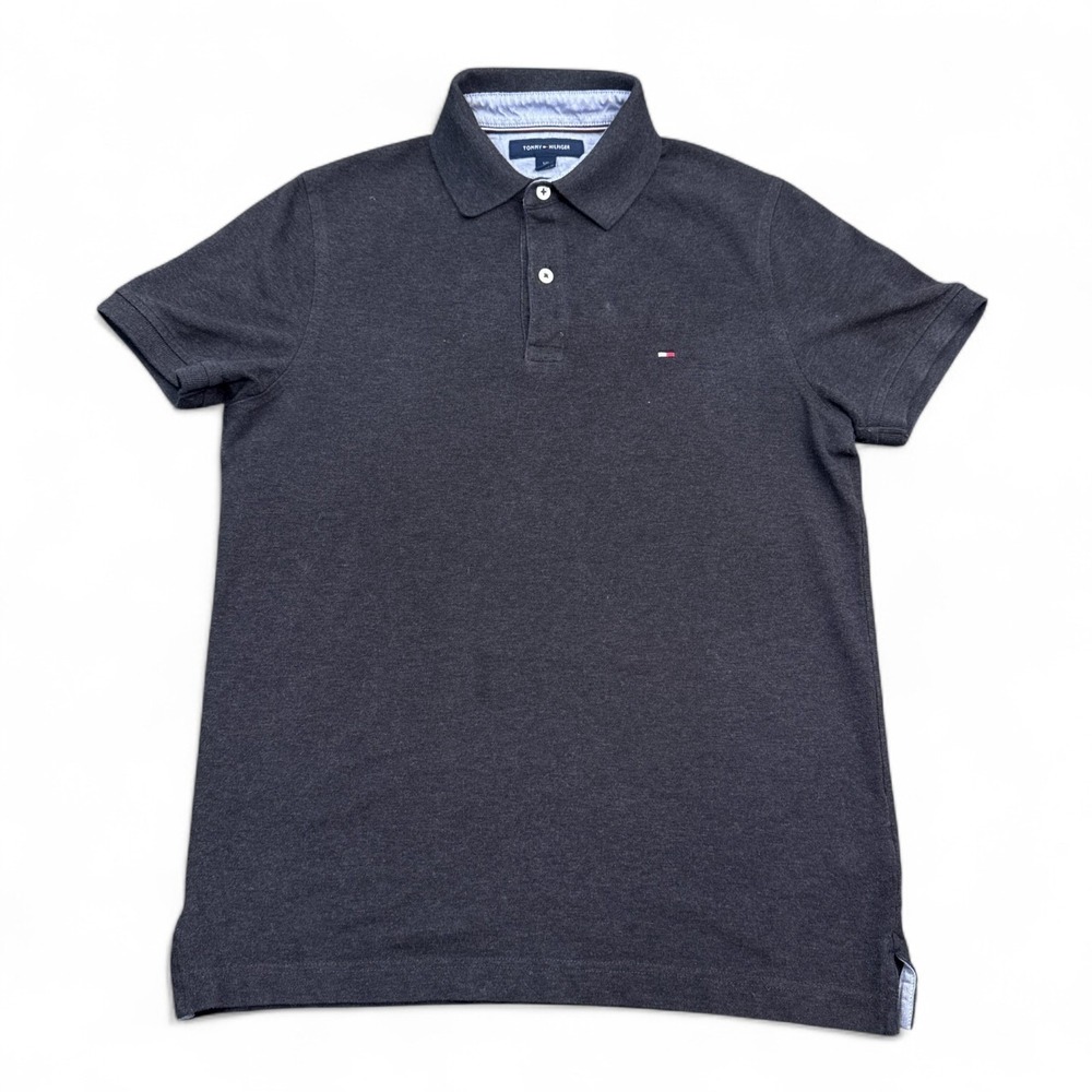 Tommy‎ Hilfiger Polo Shirt Mens Size Small Charcoal Gray Slim Fit Casual